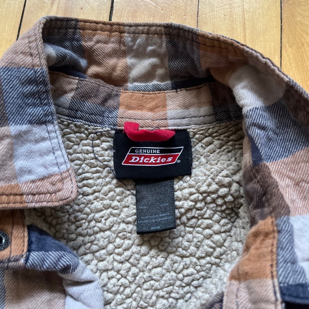 Dickies Plaid Sherpa Lined Flannel Shirt Jacket Workwear Men M Shacket - Picture 4 of 8